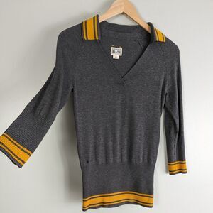 Vintage Y2K Converse Sweater Striped Blokecore Collegiate Ivy Gray Yellow XS